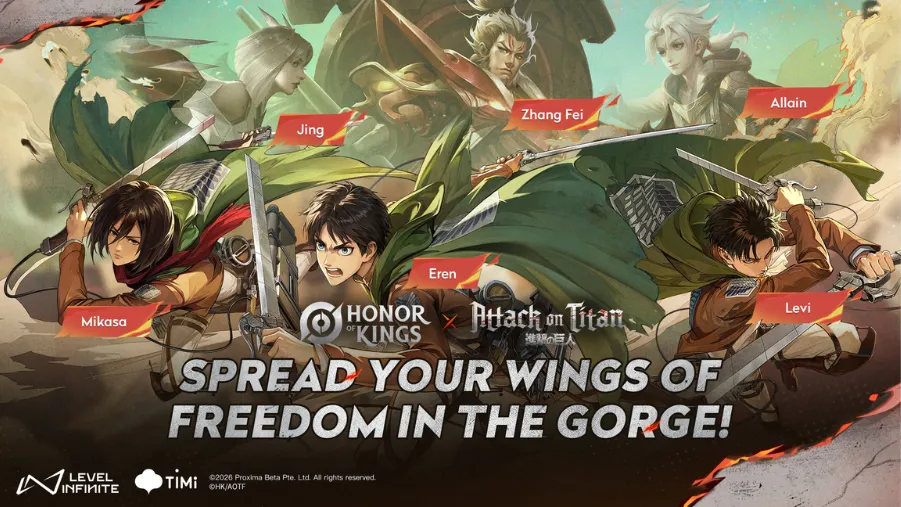 Attack on Titan x Honor of Kings 2026 - Eren Mikasa Levi Annie Skins